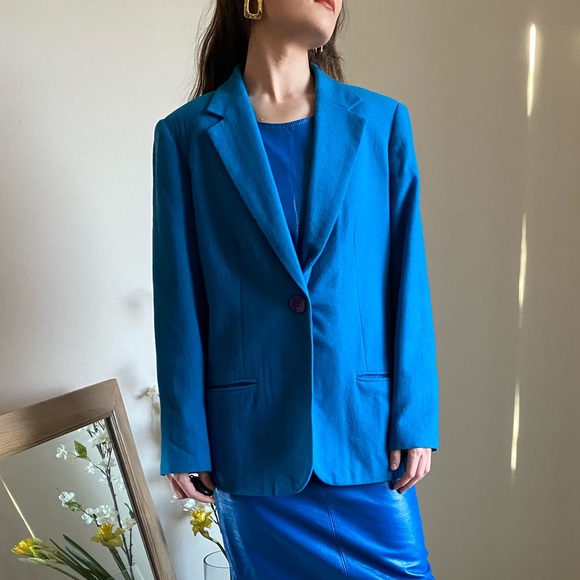 🌐 bright blue wool blazer - Picture 2 of 7